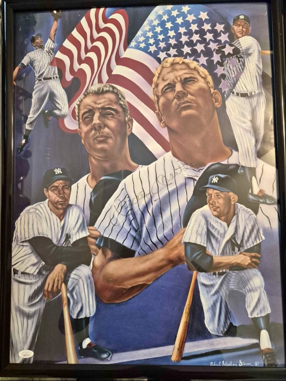 Mickey Mantle JSA Signed Yankees Patriotic Display Framed Auto